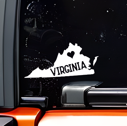 Virginia State Vinyl Decal for Car, Truck, or Window - Custom Sizes ...