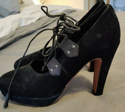 Rag & Bone Black Bailey Heels Suede Lace Up Platform Pumps  rag & bone lace heels main image 0