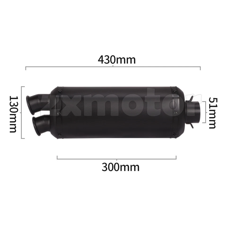 Motorcycles Exhaust Muffler Tail Pipe 430mm 17" Full Black Dual Outlet DB Killer - Image 2 of 4