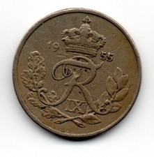 Danemark 1955, Le monogramme couronné de Frédéric IX, 10 ØRE, accepter les offres