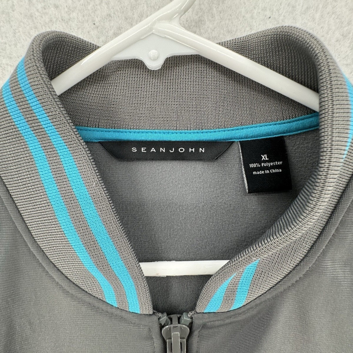 Sean John Bomber Jacket Mens XL Gray Blue MCM-LXIX Track