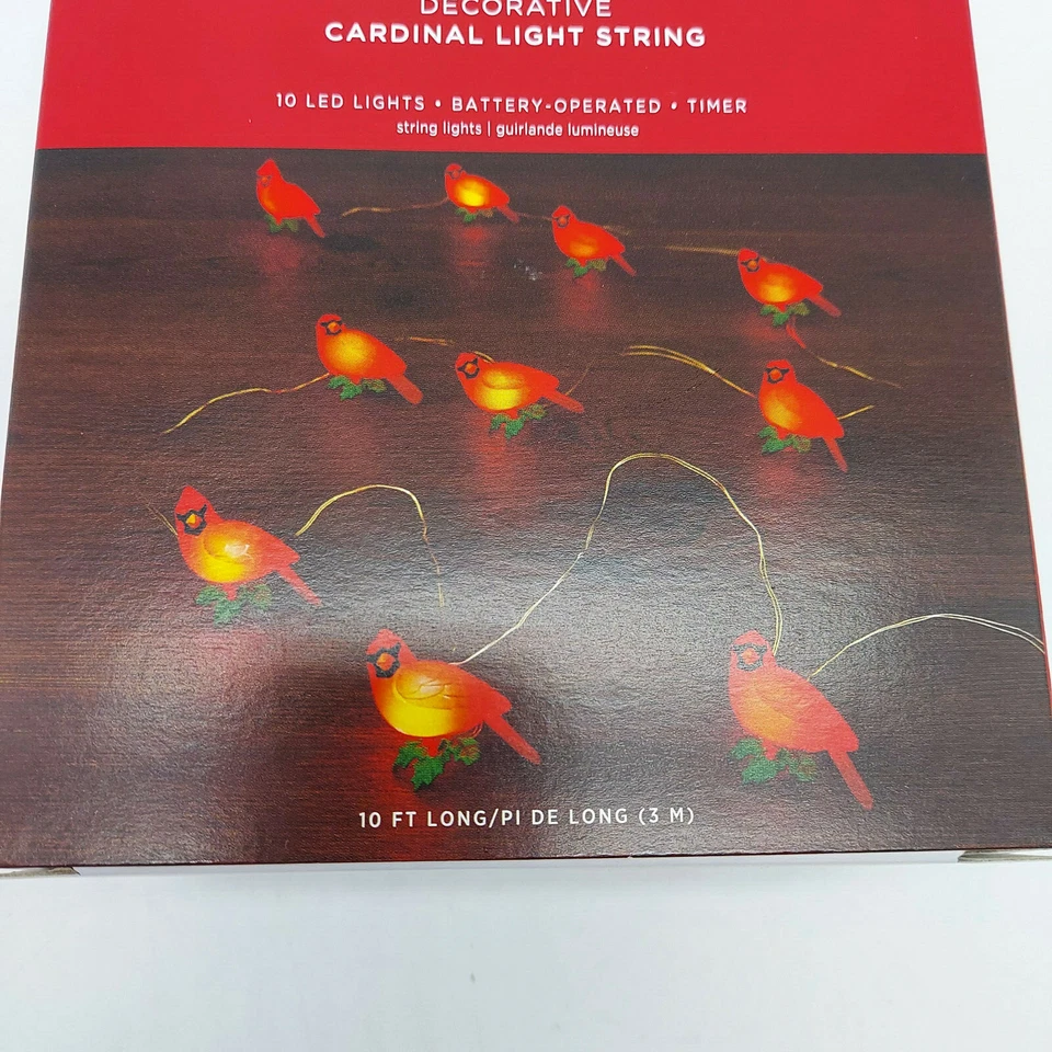 2021 Hallmark Decorative Cardinals Magic Light String 10' With 6 Hour Timer NIB - Image 2 of 4