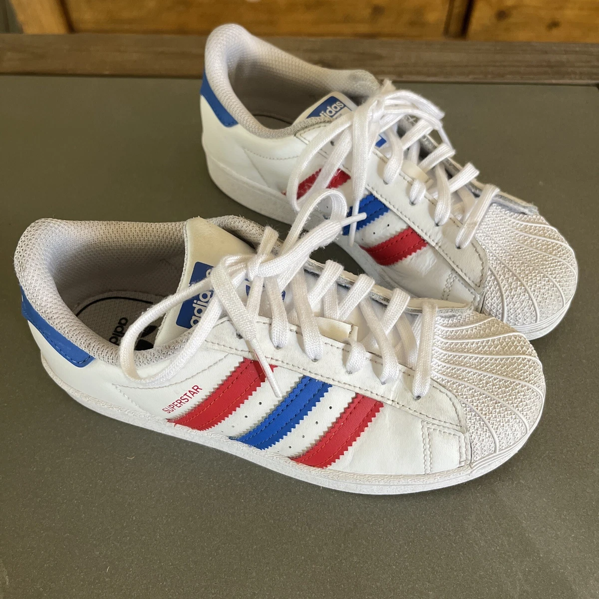 Adidas Kids 1.5 Superstar Red White Blue Shoes 4th July Patriotic