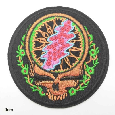 GRATEFUL DEAD ''Steal Your Face (Brass)'' IRON ON PATCH Embroidered skull deadhead