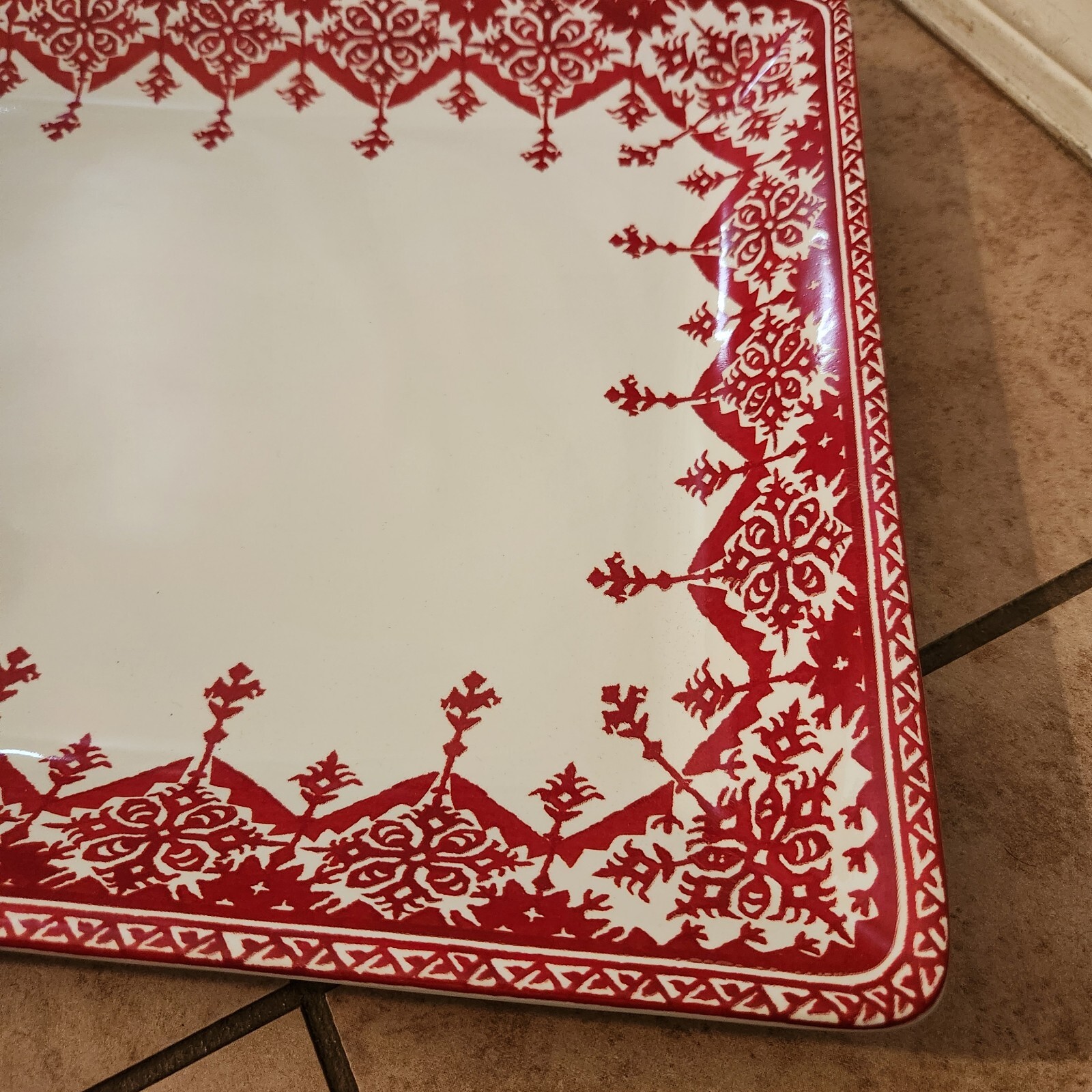 NEW Pottery Barn Fair Isle TAHOE Snowflake Rectangular Serving Platter Plate