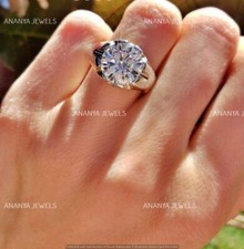 3 CT Round Cut Solitaire Moissanite Men's Engagement Ring 14K White Gold Plated