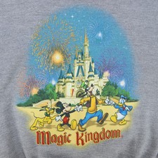 Vintage Walt Disney World Magic Kingdom Sweatshirt Medium Gray Fleece Pullover