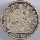 1891 SEATED LIBERTY HALF DOLLAR FINE TOUGH DATE CIRCULATED