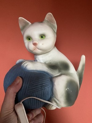 Heico Katze & Kugel Lampe selten Vintage Stil Deko Leuchte Neuheit Kitsch Home