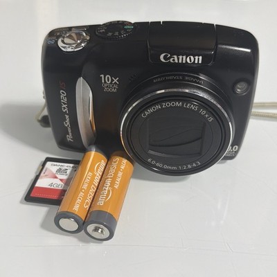 Canon PowerShot SX120 IS Compact Digital Camera Bundle Tested & Working 10X Zoom