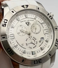 Swiss Legend Everest 10164 Chronograph 45mm White Dial Silicone Strap Watch Rare