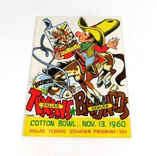 1960 Denver Broncos at Dallas Texans AFL Football Program 11-13-60