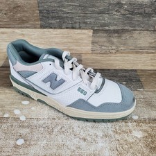 New Balance 550 Men Shoes Sz 9 White Gray Juniper Suede Running Lace-Up Sneakers