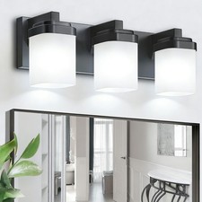 Black Bathroom Light Fixtures, 3-Light Modern Vanity Light Over Mirror