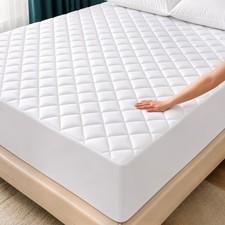 Quilted Mattress Pad RV King Mattress Protector Topper fits 16" Deep, White