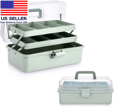 3-Layer Plastic Dividing Storage Craft Organizer with Adjustable Spacers and Por