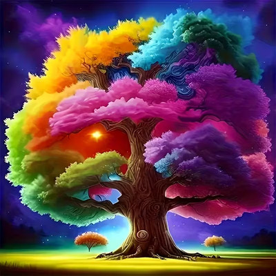 5D DIY Diamond Painting Set   Bunter großer Baum, Vollbohr Diamantkunst, Mosaik-