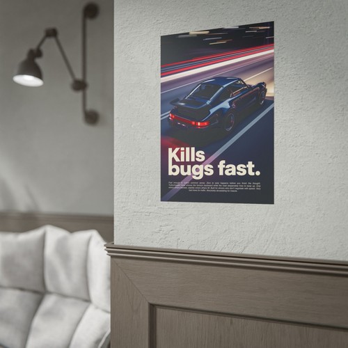 Porsche 911 Turbo 930 Poster - Retro Speed Kunstdruck "Kills Bugs Fast" Wandbild - Bild 44 von 84