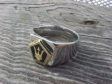 1989 Maserati Chrysler TC Silver Chrome Ring Size #13 NOS Unique Logo Hi-Quality