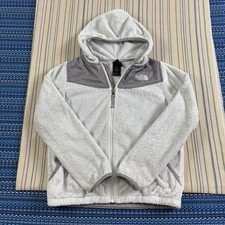 The North Face Jacket Girls Large 14/16 Gray Hooded Fleece Full Zip Warm Outdoor