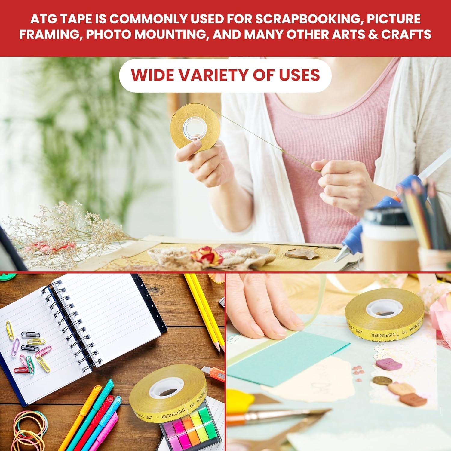 Versatile T.R.U. ATG-7502 Acid-Free Adhesive Tape, 12 Rolls, 1/4 in. x 36 yds