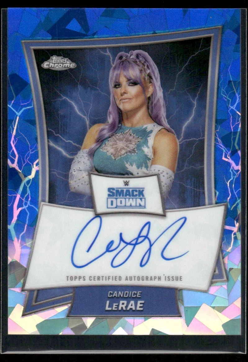 2025 Topps Chrome WWE Candice LeRae #BBA-CAN Blue Brand Autograph Sapphire