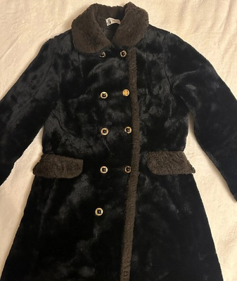 #ad Vtg Fingerhut Fashions Women’s Coat Size 10 Black Faux Fur Plush Fuzzy 70’s 60’s $45.88