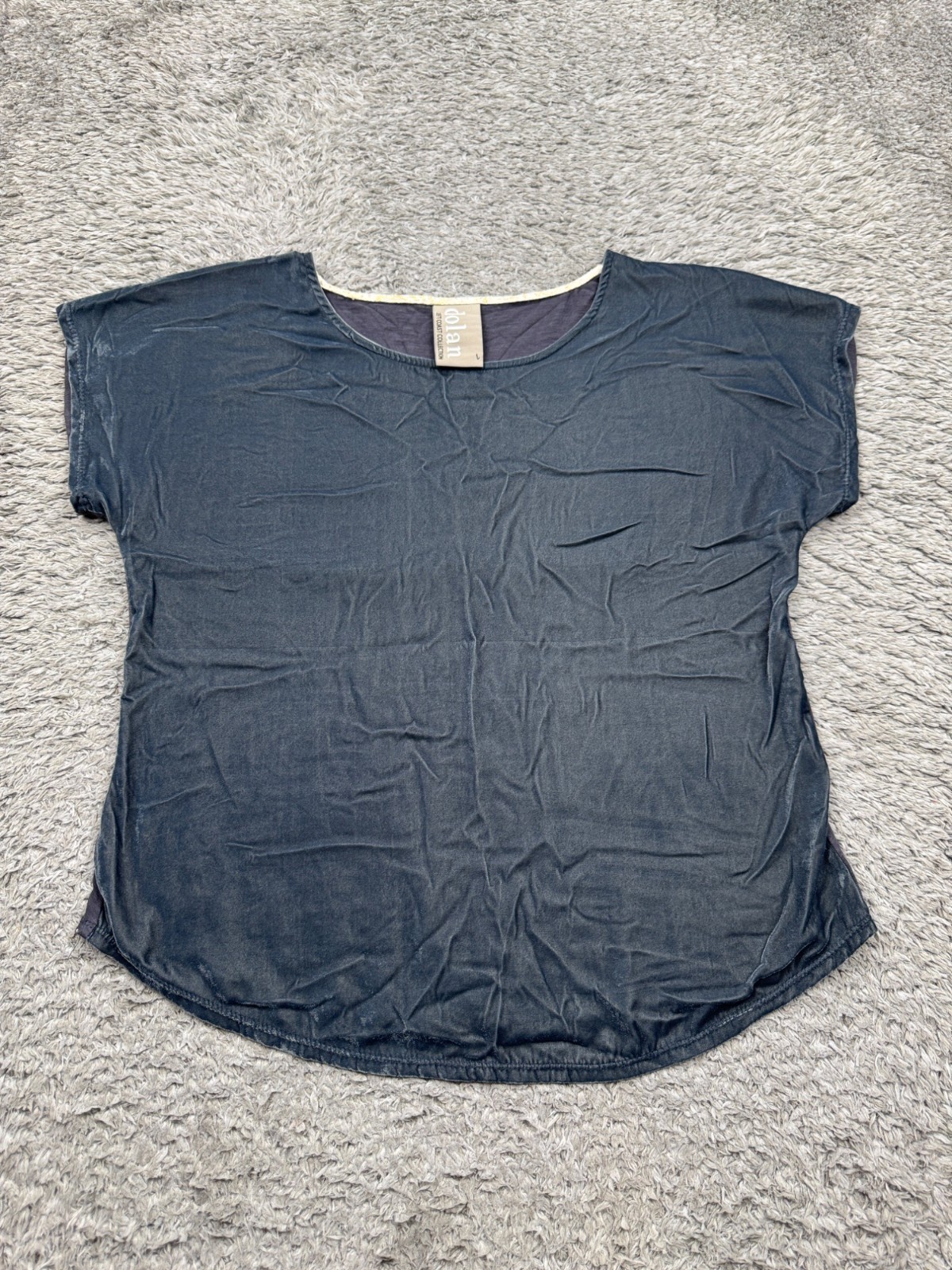 Anthropologie Dolan Left Coast Top Women Large Black Metallic Scoop Neck Blouse