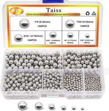 620PCS 304 Stainless Steel Precision Balls,Bicycle Bearing Balls Assortment Kit