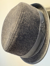 Buffalo Gray Pork Pie Hat Men's S/M Solid Pattern Stylish Fedora Cap