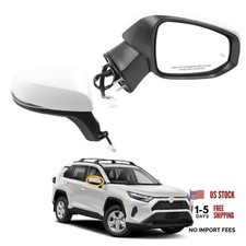 Side Mirror Compatible with 19-24 Toyota Rav4 White 8Pins Right Super White
