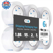 Art3d 6 Rolls Carton Sealing Tape Heavy Duty, Clear Packing Tape, 1.88" x 55 yds