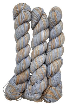 3-80% Silk & 20% Bamboo Fiber Yarn 100 G Per Hank Blue & Beige