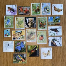 20 BUTTERFLY INSECT GB Used Stamps Off Paper Collection, Thematic.
