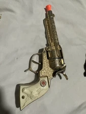 Rare 1940's Gold Plated Hubley Texan Cap Gun w/ Revolving Cylinder