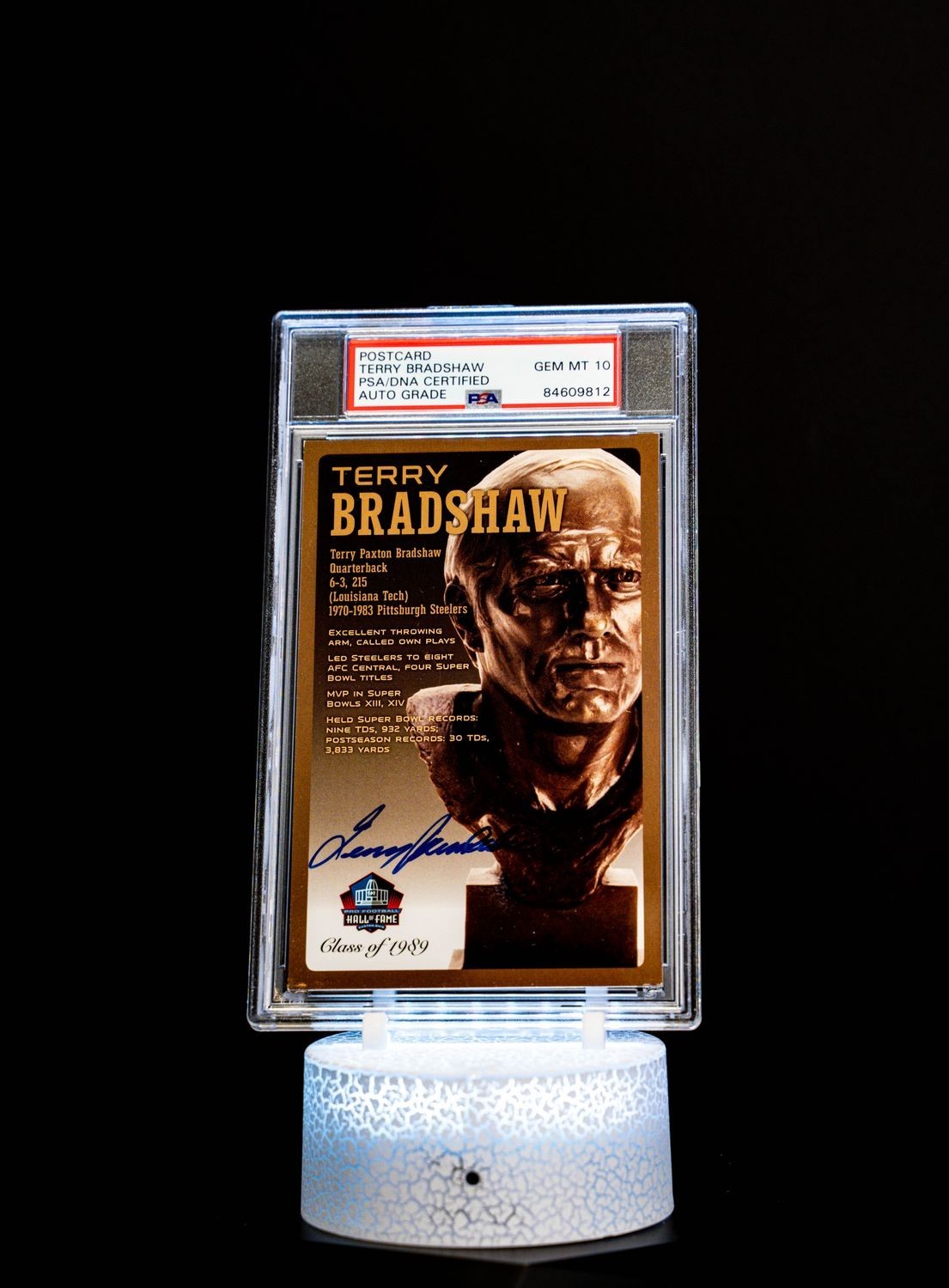 Terry Bradshaw Autographed Signed Class of 1989 Post Card 109/150 / PSA Autograph GEM MT 10 