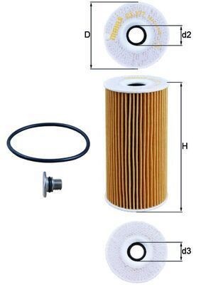 MAHLE OX 377D Oil Filter Fits Genesis G70 Shooting Brake Hyundai Ix35 Tucson Kia
