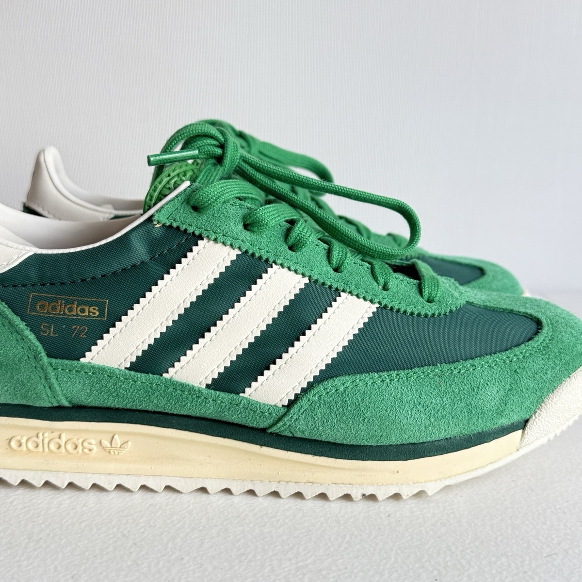 ミントグリーン メタルバスケット ヴィンテージ 大きめ Adidas SL 72 Green White Retro Running Shoes Size 6.5 US Men's/8