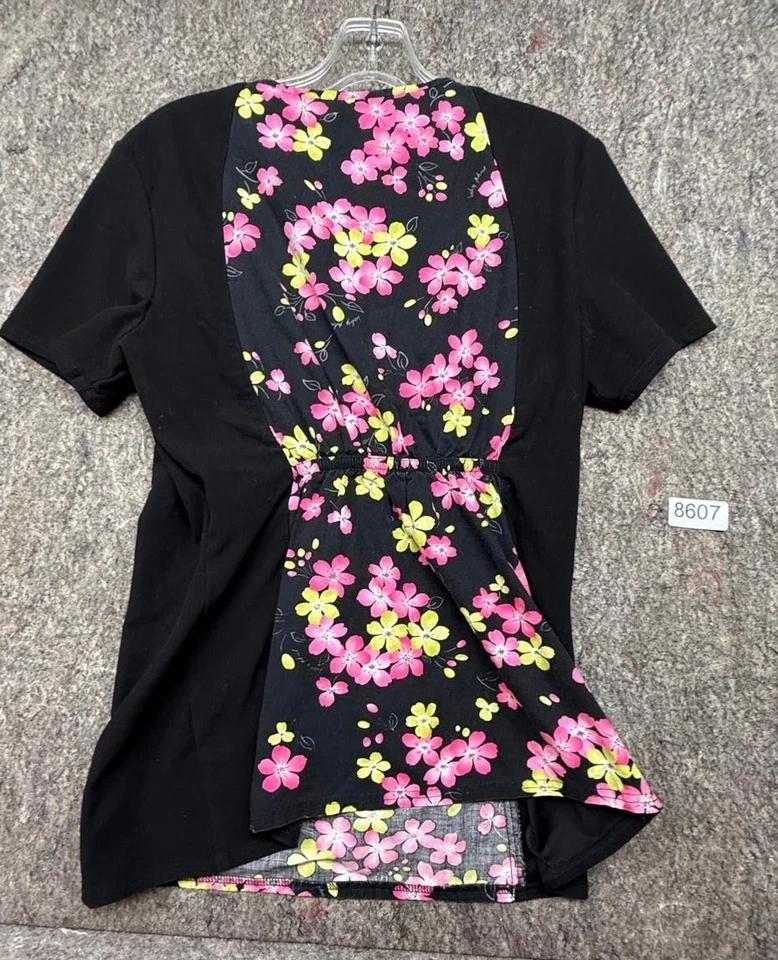 Baby Phat Women Scrub Top Short Sleeve Floral Size M - Image 2 of 4