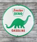 VINTAGE SINCLAIR DINO GAS PUMP STATION GASOLINE PORCELAIN DIE-CUT MOTOR OIL SIGN