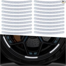 20PCS Reflective Wheel Stripe Stickers, Anti-Scratch Rim Decals f Color: White