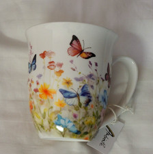 1 Porzellan Tassen Schmetterlinge Blumenwiese bunt Ambiente 0,4l Becher groß