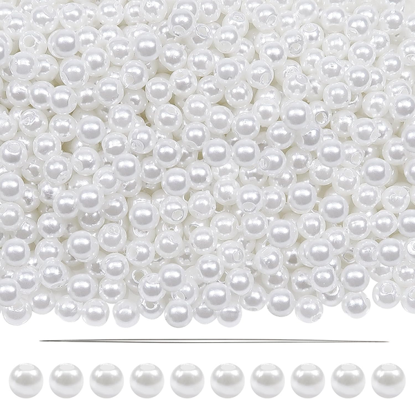 1000 StüCk Perlen Zum AuffäDeln Weiß 6 Mm Acryl Mit Loch Runde-image