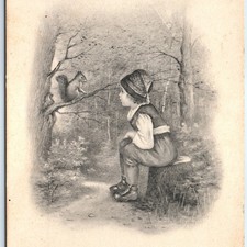 c1910s Child Squirrel Woods Comic Art Postcard Nuts Humor Cute Nature Query A80