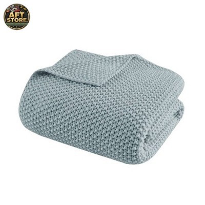 Ink+Ivy 50x60 Bree Knit Throw Blanket Light Blue