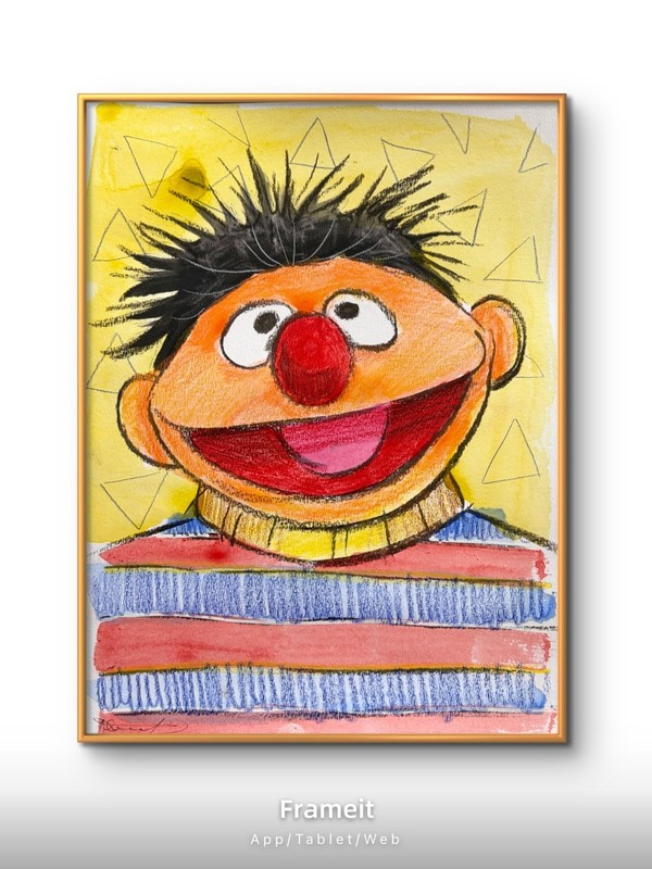 Original Ernie 2 Painting By Alannah Dyer- Acrylic 9x12 in. Sesame Street Kids