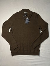 G.H. Bass  Co Brown Knit Pullover Sweater 1/4 Button Men  s Size Medium NWT