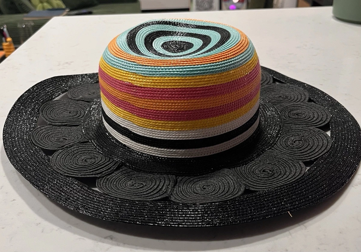 Missoni Black Wide-Brim Wool Hat with Pink & Yellow Chevron Band Missoni X Target Hat Floppy Felt Wide Brim Brown New | eBay main image 4