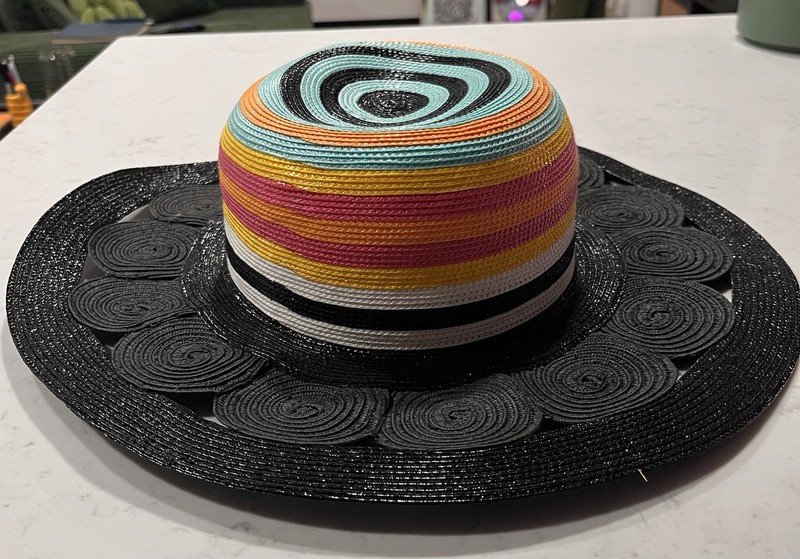 Missoni Mare Women's Straw Sun Hat Wide Brim Striped Black/Multicolor S