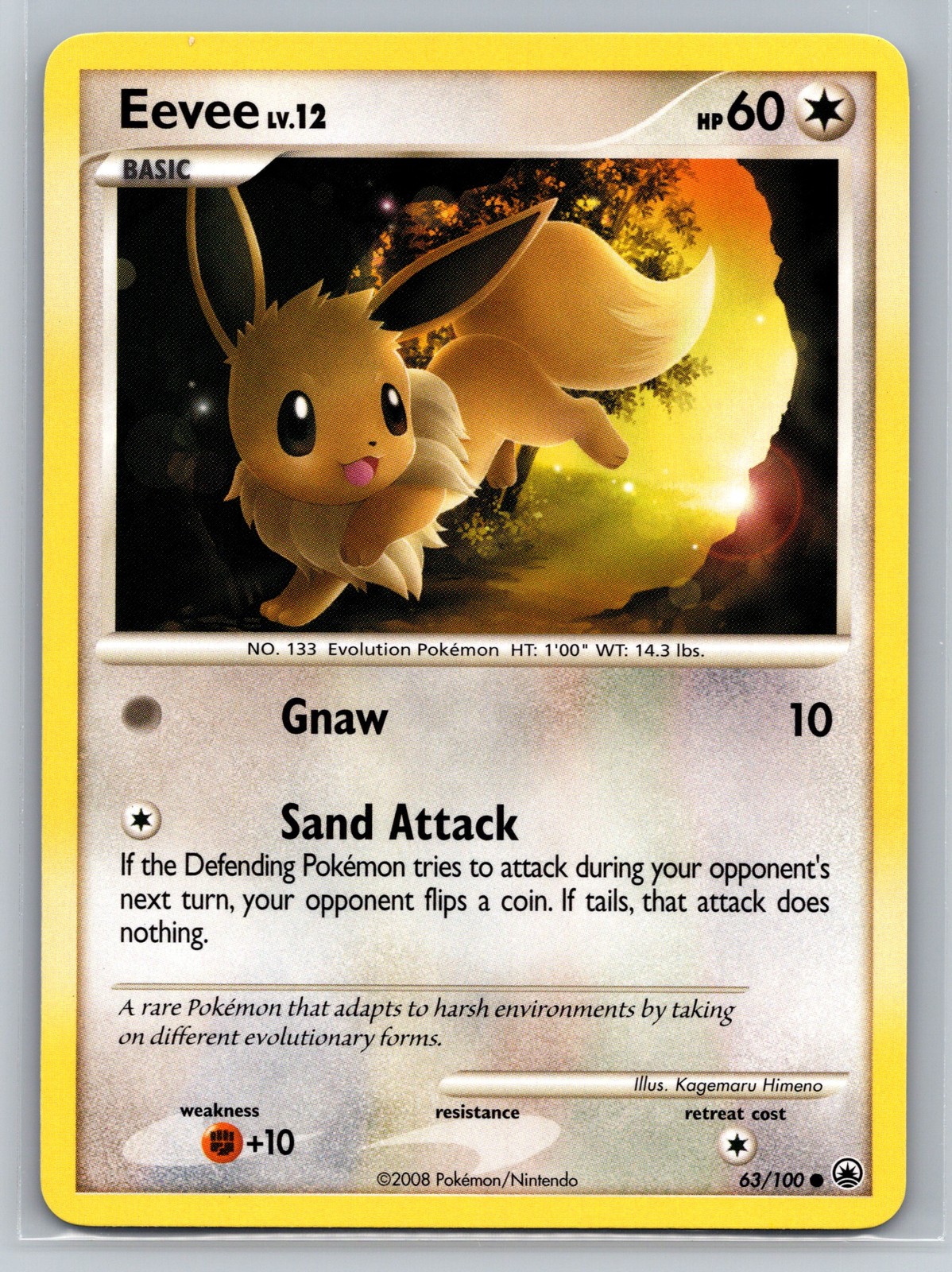 Eevee 63/100 Majestic Dawn Pokemon Card Colorless Type Gnaw Sand Attack